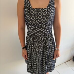 The Limited Navy and White Geometric Midi Dress